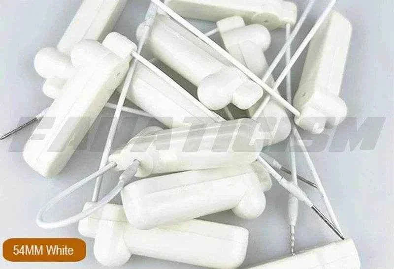 100pcs Security Tag with steel wire lanyard for Clothing Reusable AM 58KHz MHz EAS Hard Tag For Store With Magnet Lock Opener by DSERS