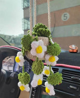 Handmade Crochet Car Styling Plants Succulent Car Plant Ornamentos Decoration Interior Accersories Cute Gift for Women - GiFTiFY