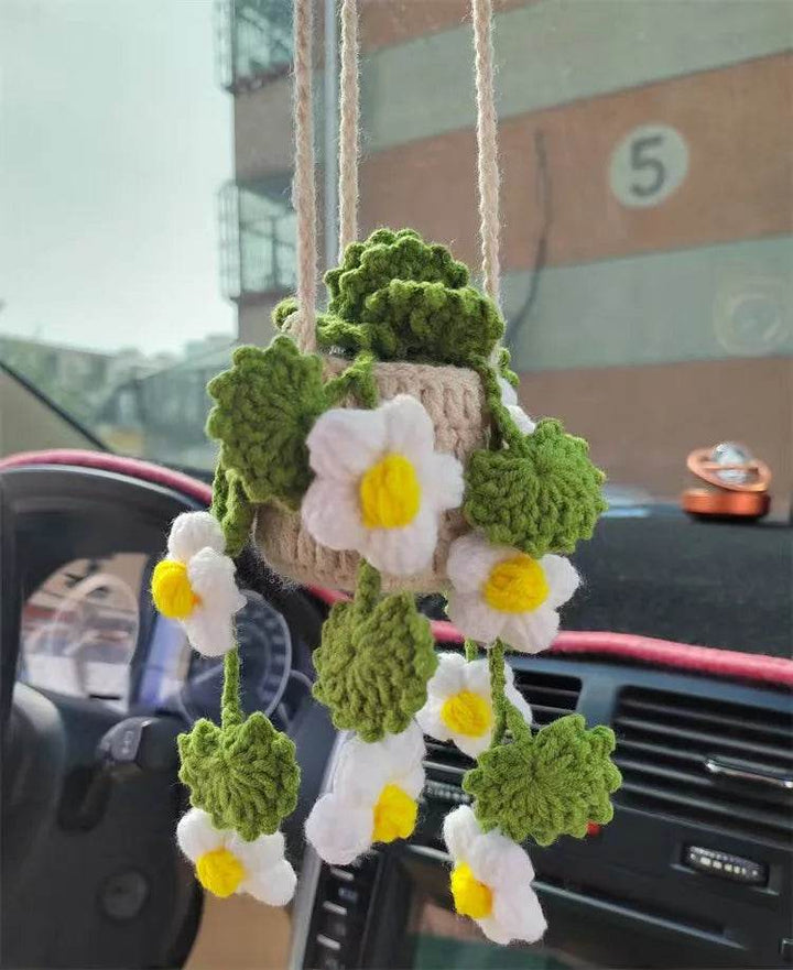 Handmade Crochet Car Styling Plants Succulent Car Plant Ornamentos Decoration Interior Accersories Cute Gift for Women - GiFTiFY