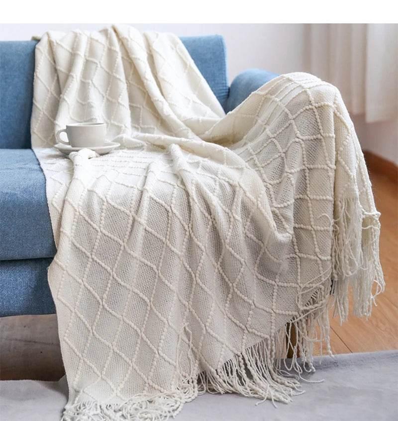 Bohemian Couch Blanket Large Knitted Tassel Throw for Bed Chair Sofa Couch Cover All-Season Blankets Home Decor Soft Comfortable - GiFTiFY