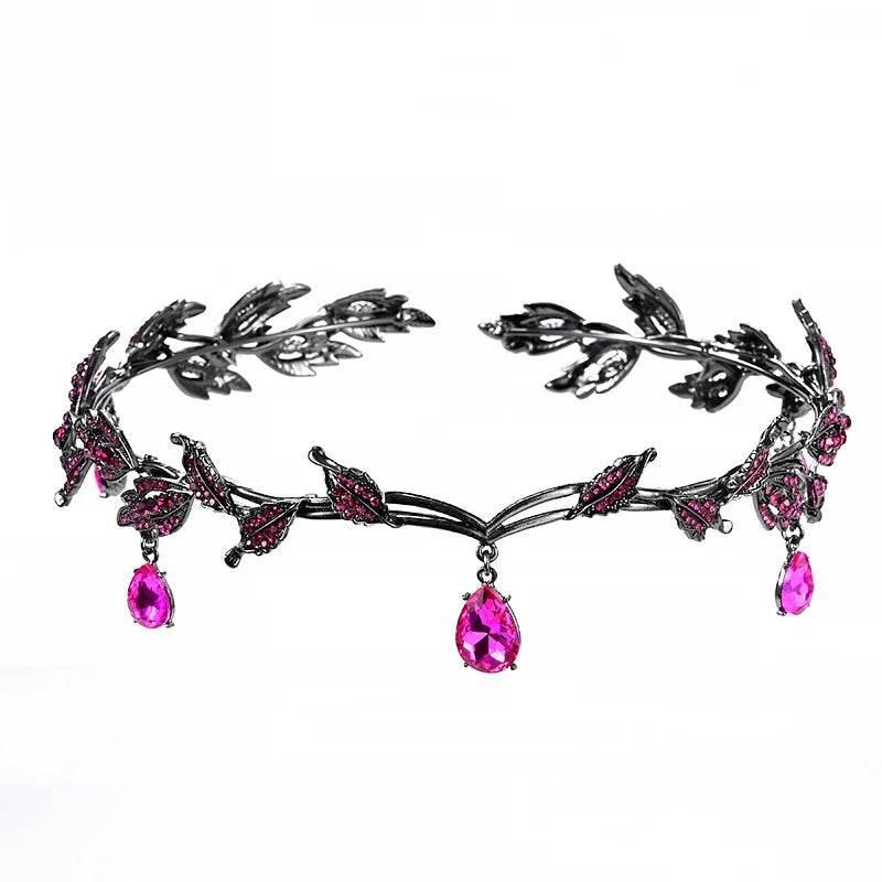 Luxury Crystal Crown Bridal Hair Accessories Wedding Rhinestone Waterdrop Leaf Tiara Crown Headband Frontlet Brides Hair Jewelry - GiFTiFY