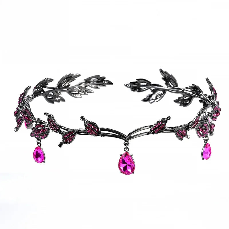 Luxury Crystal Crown Bridal Hair Accessories Wedding Rhinestone Waterdrop Leaf Tiara Crown Headband Frontlet Brides Hair Jewelry GiFTiFY