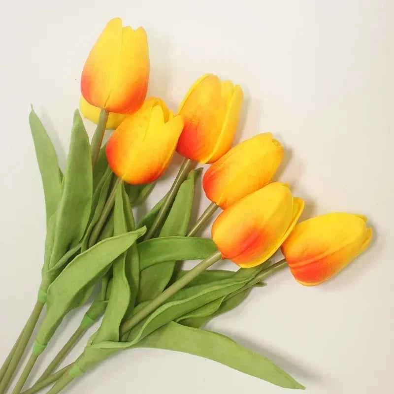5 Pieces Tulips Artificial Flowers Bunch Home Decor Real Touch Tulip Flowers for Decoration Wedding Bridal Bouquet Fake Flowers
