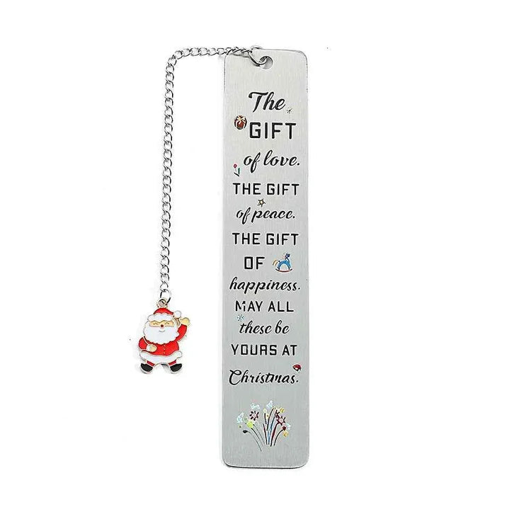 A stainless steel pendant bookmark about Christmas, the warmest Christmas reading gift for loved ones on Christmas Eve.