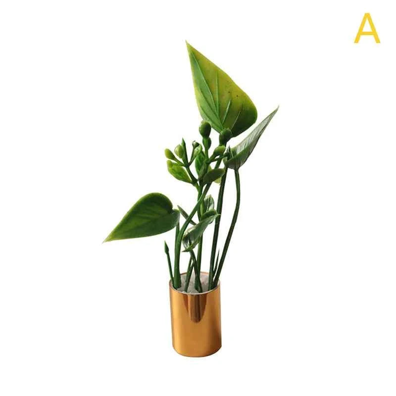 1:12 Dollhouse Miniature Potted Plant Green Leaves Pot Bonsai Garden Home Model Decor Toy Doll House Accessories by DSERS