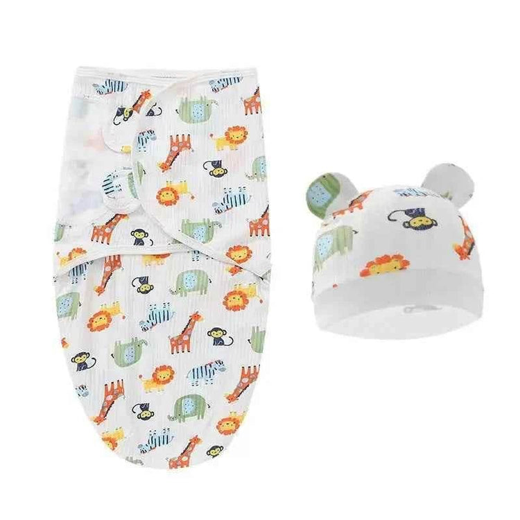 Newborn Baby Wrap Anti-Startle 2Pcs/Set Baby Swaddle Sleeping Cocoon Design 100%Cotton Baby Adjustable Blanket 0-6 Months - GiFTiFY