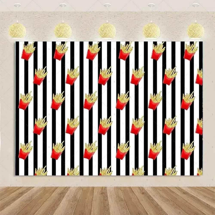 Quick Food Theme Birthday Party Decoration Hamburger French Fries Pizza Background Banner Photography Backdrop Supplies Kid Gift - GiFTiFY