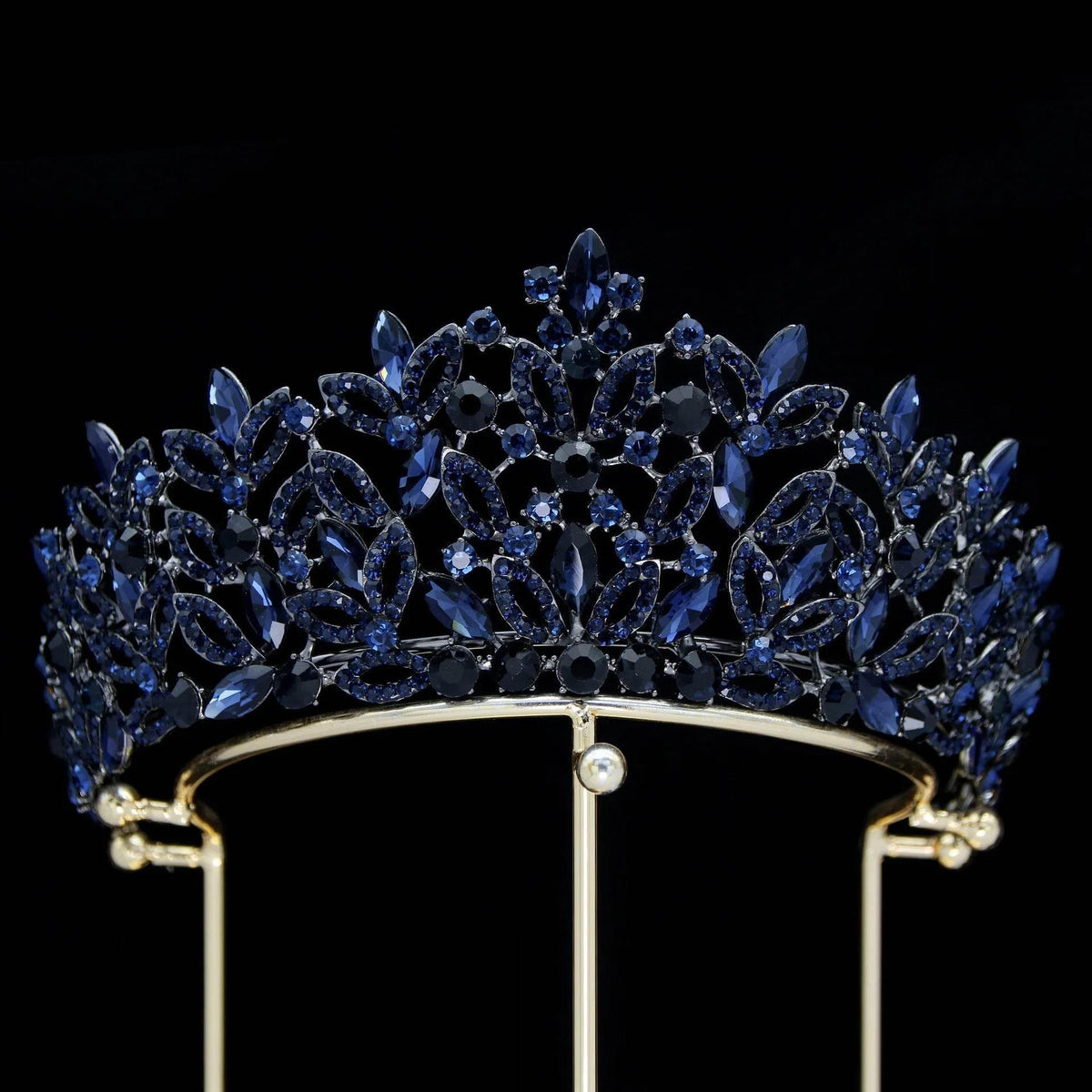 Luxury Blue Crystal Wedding Crown Bridal Headwear Brithday Party Rhinestone Diadem Headband Handwork Headpiece for Women Tiaras Tiaras by DSERS
