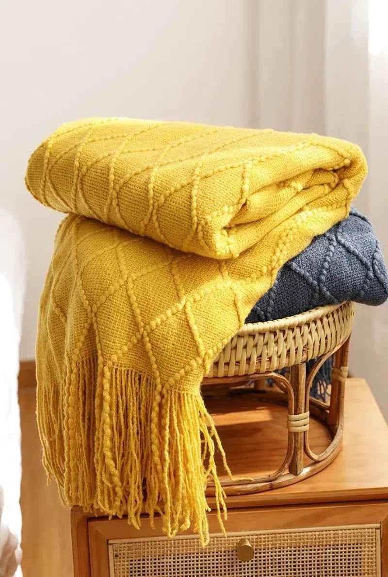 Bohemian Couch Blanket Large Knitted Tassel Throw for Bed Chair Sofa Couch Cover All-Season Blankets Home Decor Soft Comfortable - GiFTiFY