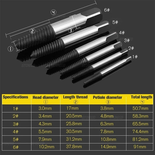 STONEGO 5PCS/6PCS Broken Damaged Screwdriver Extractor Drill Bit Set Carbon Steel Double Side Screw Pull Center Drill Bits GiFTiFY