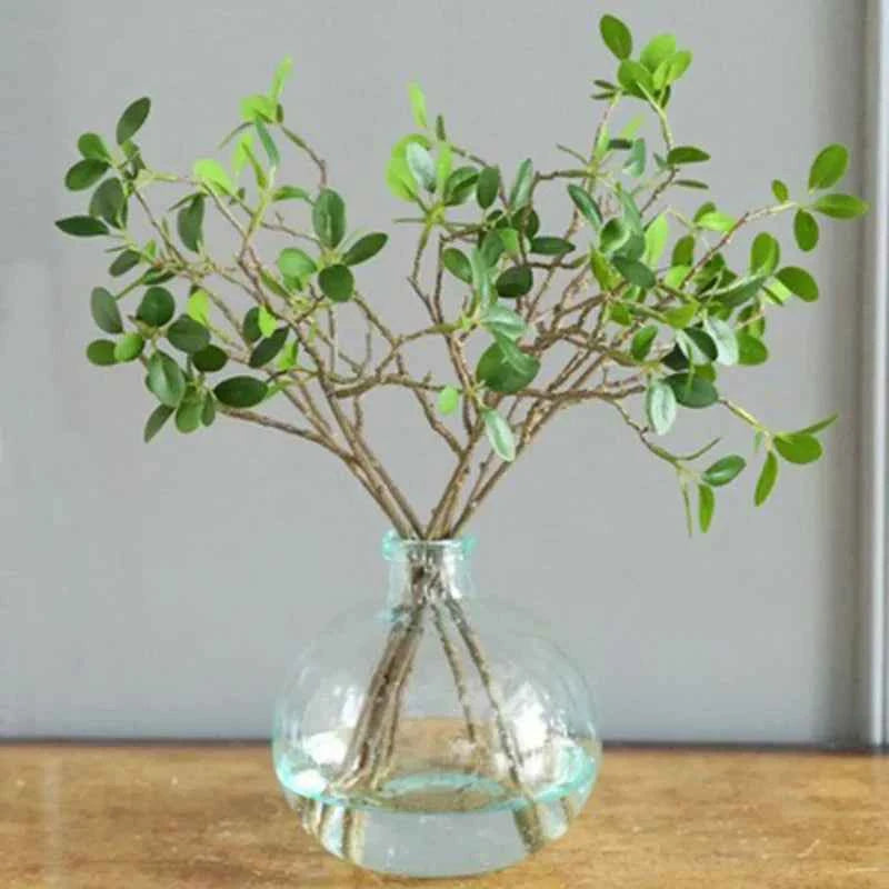 46cm Artificial Plant Mini Milan Leaves Money Leaf Wedding Home Decoration Eucalyptus Leaf Fake Flower Fake Leaf Green Plant by DSERS