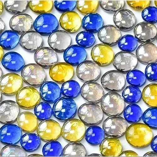 100g/3.52oz(Approx. 18-25pcs) Oblate Bead Glass Mosaic Tiles Colorful Round Mosaic Making Material Multi Diameter DIY Craft Tile