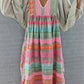 New Strip Printed Women's Maxi Dresses Summer Autumn Fashion Casual High Waist Puff Sleeve Loose Dresses Womens Clothing DSERS