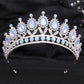 Baroque Blue Green Pink Opal Tiara Crowns Hair Jewelry Rhinestone Diadem Birthday Party Wedding Crystal Bridal Crown Accessories DSERS