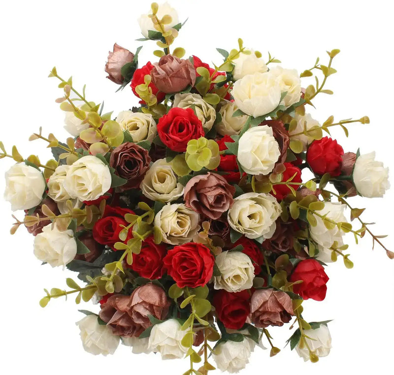 Rose Artificial Flowers Silk Flower with Stems Fake Flowers Bouquet Centerpiece for Party Table Floral Home Bridal Wedding Decor by DSERS