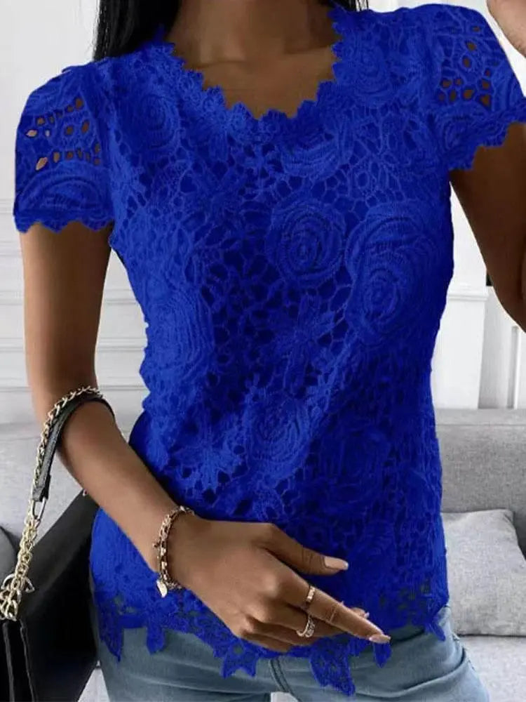 Stylish Summer Lace V Neck Blouse for Women Women’s Apparel by Zopi / AliExpress