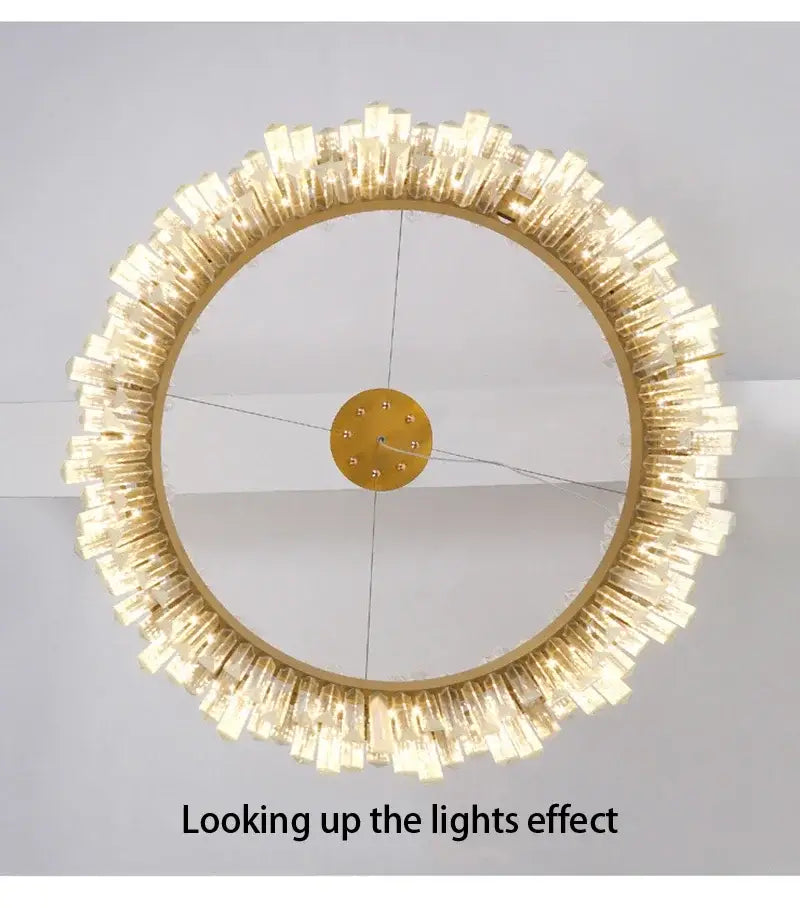 Gold Dia 80cm Crystal Ceiling Pendant Luxury Modest Crystal Chandelier Round Crystal Chandelier