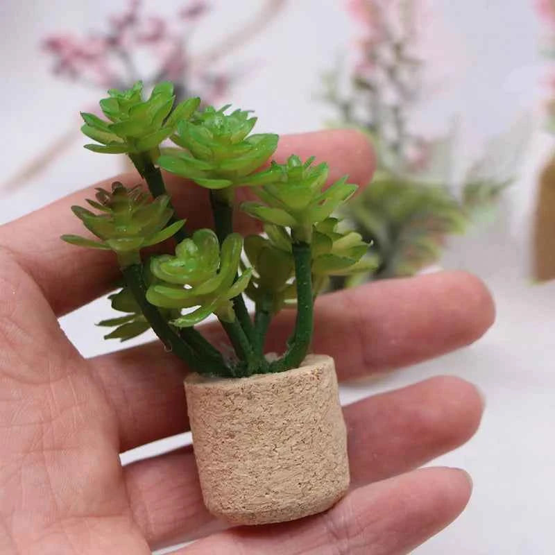 1:12 Dollhouse Simulation Flower Plant Potted Model Doll Home Miniature Green Plants Garden Decor Micro Landscape Ornament by DSERS