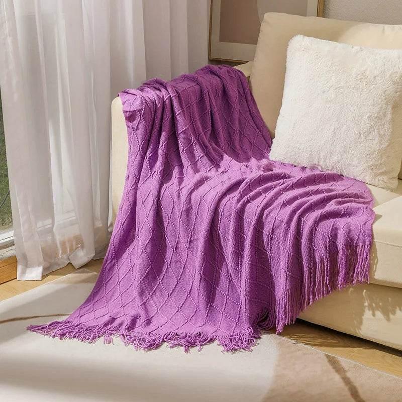 Bohemian Couch Blanket Large Knitted Tassel Throw for Bed Chair Sofa Couch Cover All-Season Blankets Home Decor Soft Comfortable - GiFTiFY