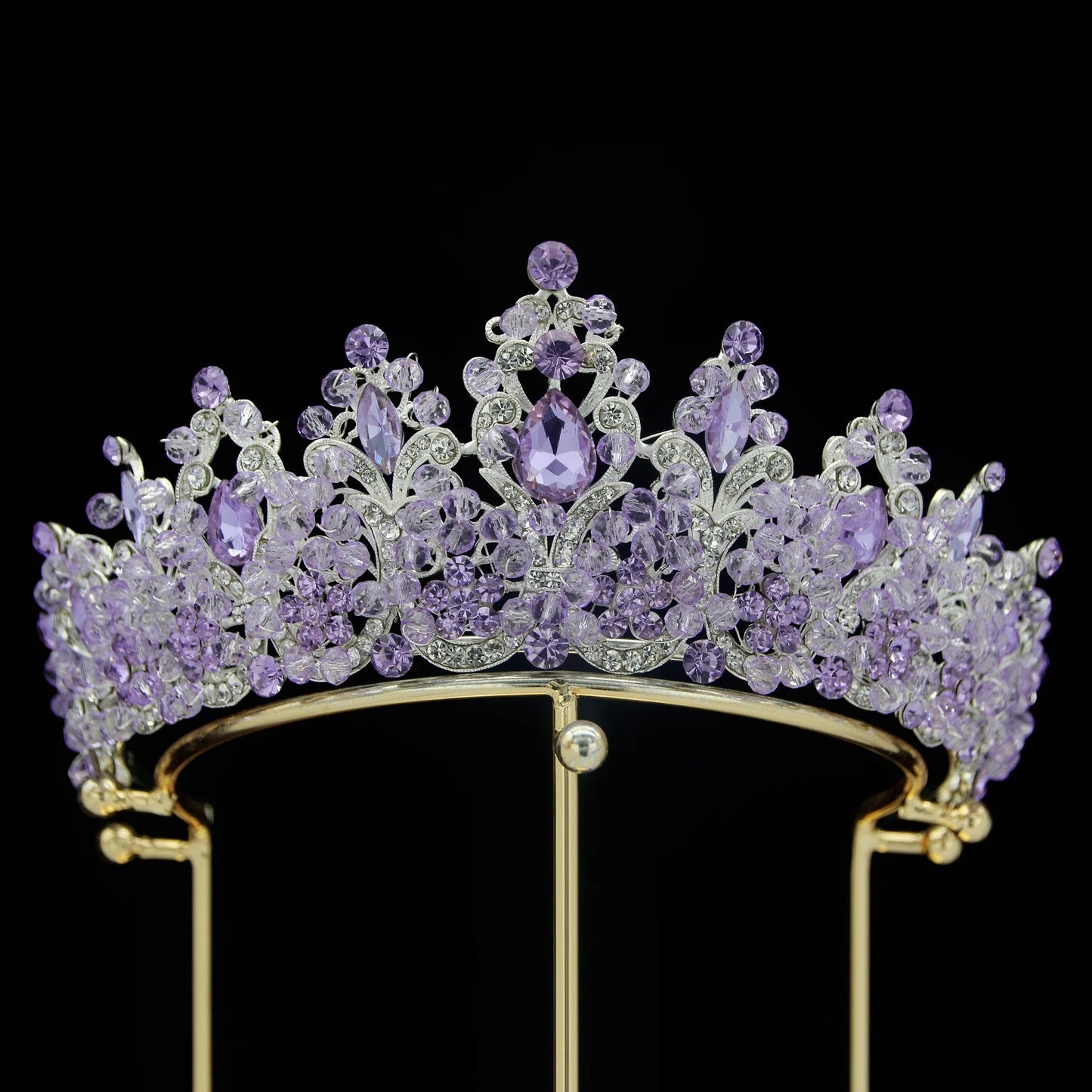Baroque Pink Crystal Beads Bridal Crowns Handmade Tiaras Bride Headbands Rhinestone Diadem Queen Crown Wedding Hair Accessories DSERS