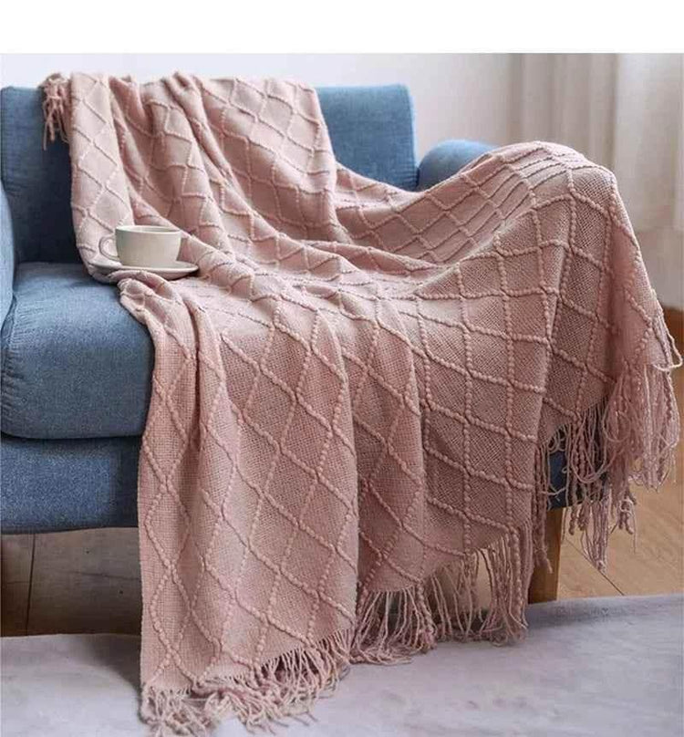 Bohemian Couch Blanket Large Knitted Tassel Throw for Bed Chair Sofa Couch Cover All-Season Blankets Home Decor Soft Comfortable - GiFTiFY