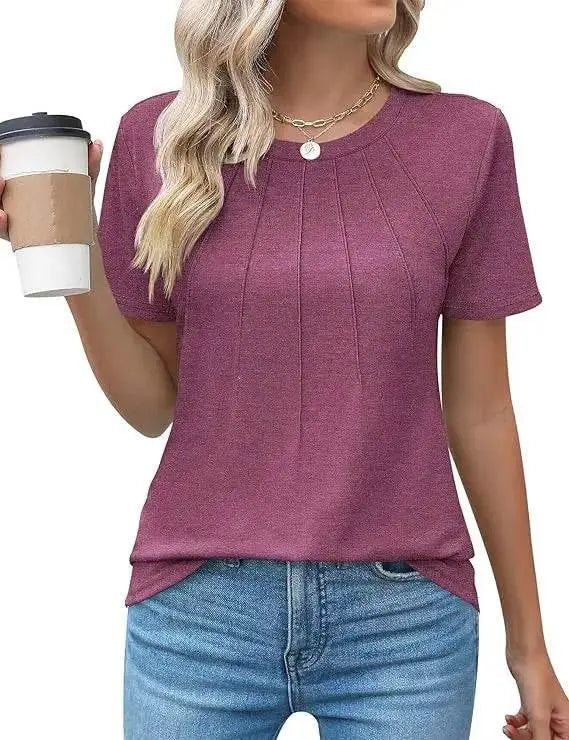 Summer V-Neck Puff Sleeve Tunic Tops for Women - GiFTiFY