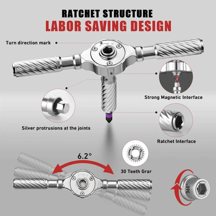 VMAN Precision 66in1 magnetic ratchet screwdriver set Detachable T - handle magneticizer Fix furniture, electronics & glasses - GiFTiFY