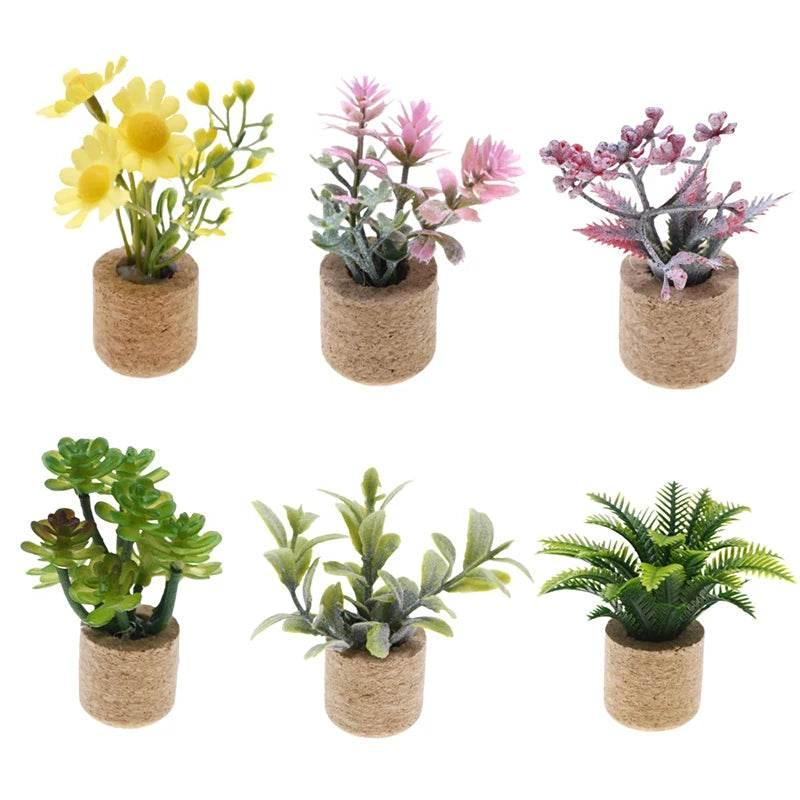 1:12 Dollhouse Simulation Flower Plant Potted Model Doll Home Miniature Green Plants Garden Decor Micro Landscape Ornament by DSERS