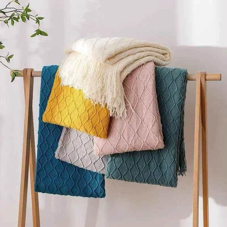Bohemian Couch Blanket Large Knitted Tassel Throw for Bed Chair Sofa Couch Cover All-Season Blankets Home Decor Soft Comfortable - GiFTiFY