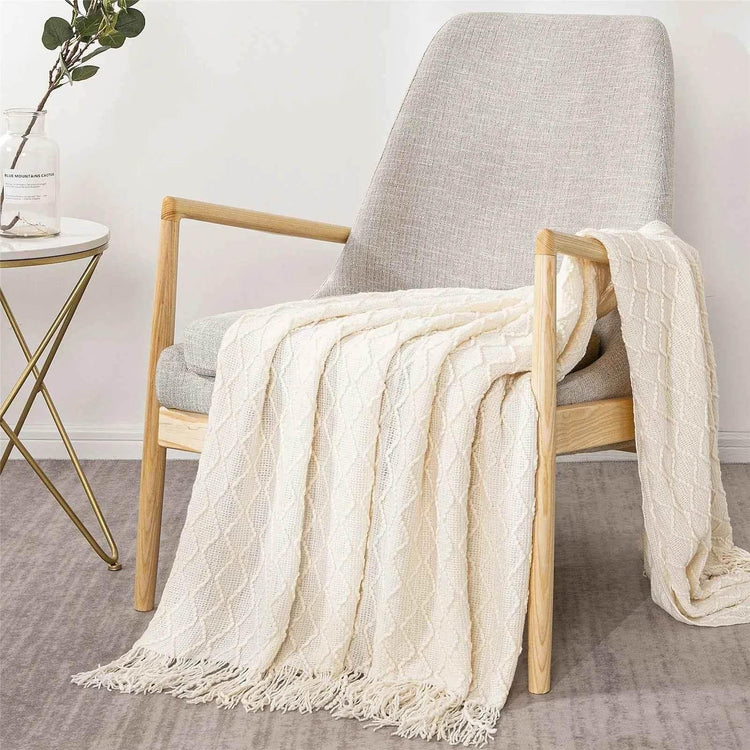 Bohemian Couch Blanket Large Knitted Tassel Throw for Bed Chair Sofa Couch Cover All-Season Blankets Home Decor Soft Comfortable - GiFTiFY