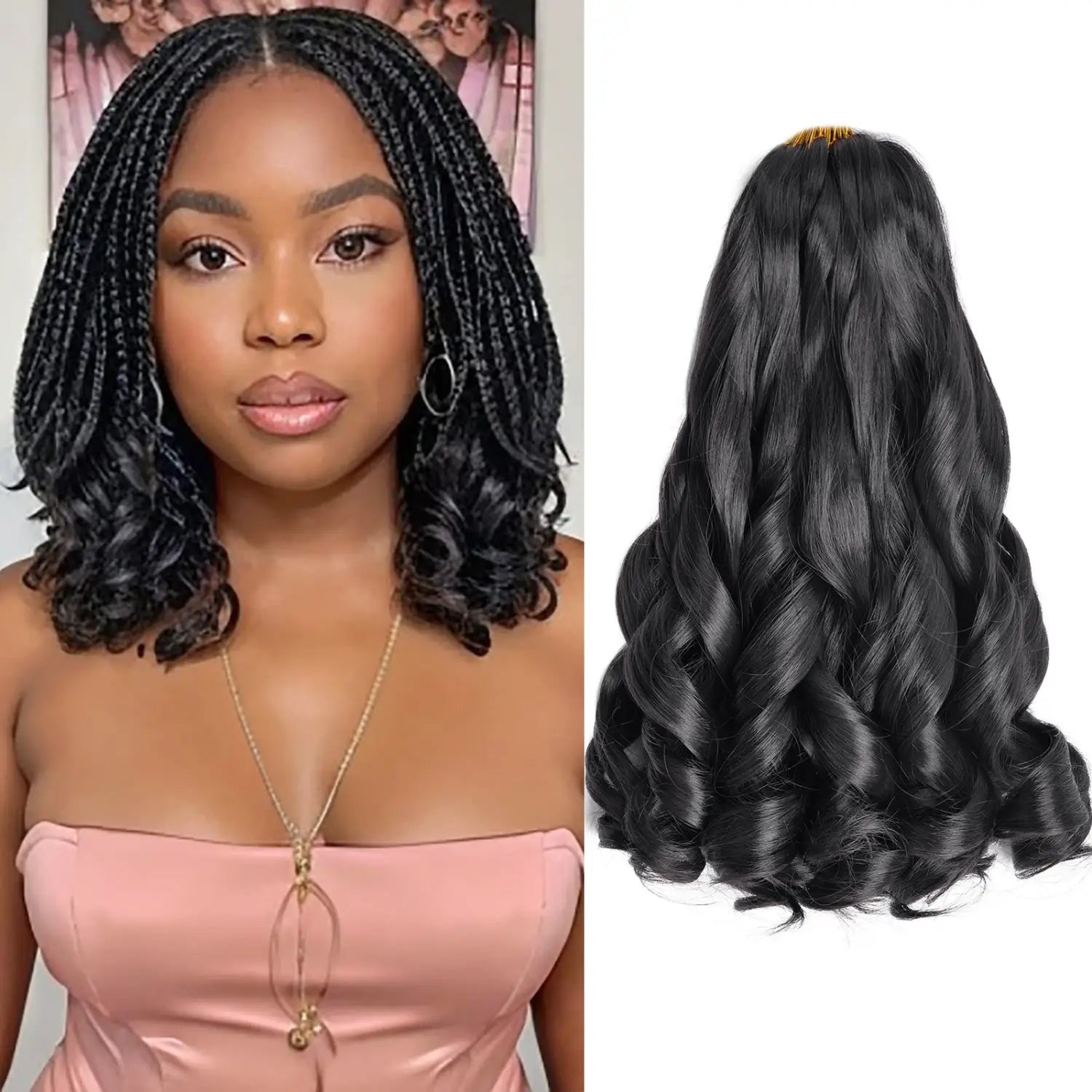 French Curly Braiding Hair 14Inch Synthetic Curly Braiding Hair Pre Stretched Loose Wavy Curl Braiding Hair Extensions