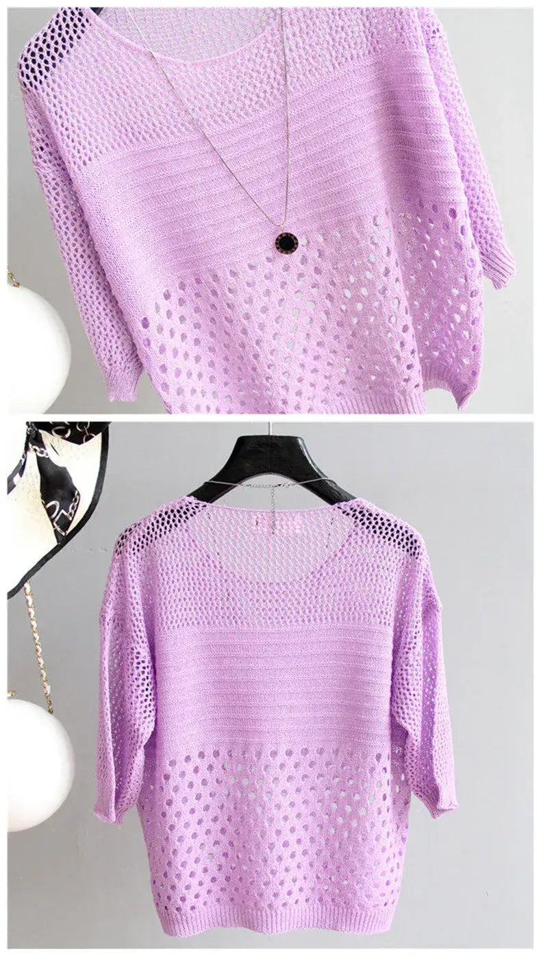Ice Silk Hollow Knitted Vest for Women