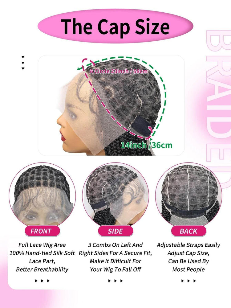 Senegalese Synthetic Braided Wig Full Lace Wigs Knotless Box Braids For Black Women 36 Inches Twists Braids Wigs With Baby Hair Braided Wigs by DSERS / AliHairs Store