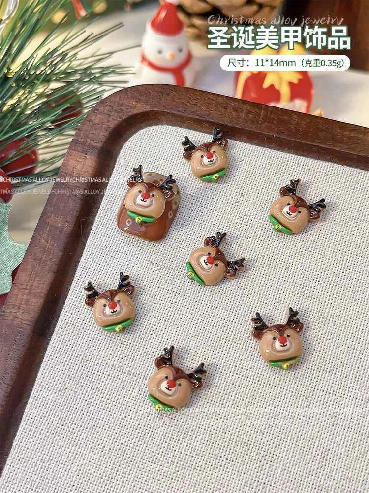 Christmas Series Nail Art Accessories 3D Resin Nail Charms Cute Bells Reindeer Snowman Cartoon Versatile Winter Nail Decorations