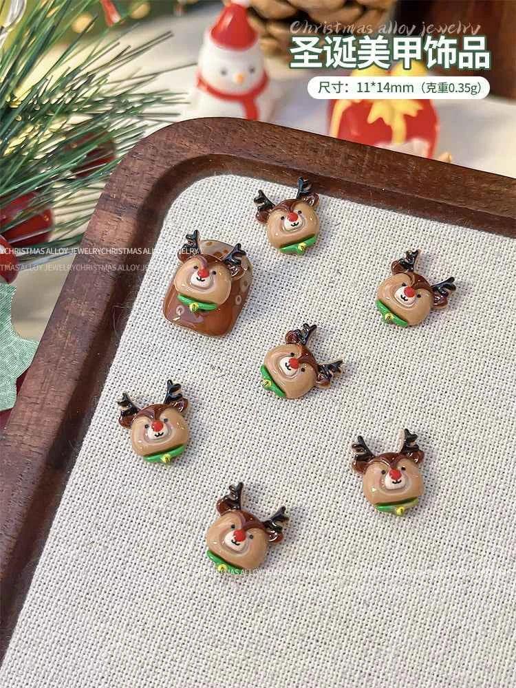 Christmas Series Nail Art Accessories 3D Resin Nail Charms Cute Bells Reindeer Snowman Cartoon Versatile Winter Nail Decorations by DSERS