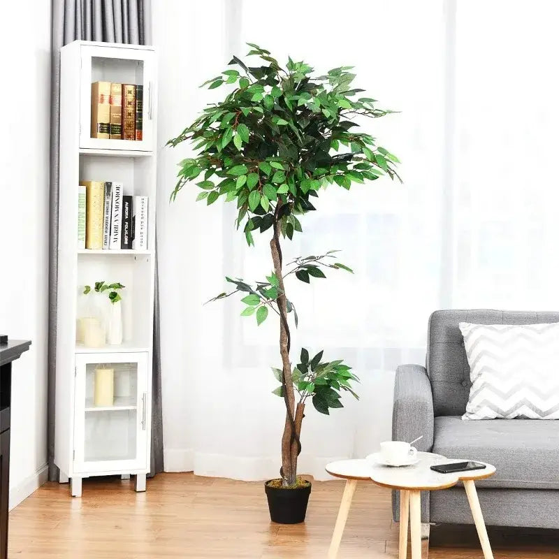 Artificial Ficus Silk Tree in Black Pot