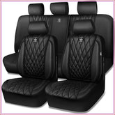 CAR PASS 5 Seats Luxury Faux Leather Seat Covers Full Set, Anti-Slip Waterproof, Universal Fit for SUVs, Vans, Trucks, Airbag Compatible GiFiFY