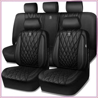 CAR PASS 5 Seats Luxury Faux Leather Seat Covers Full Set, Anti-Slip Waterproof