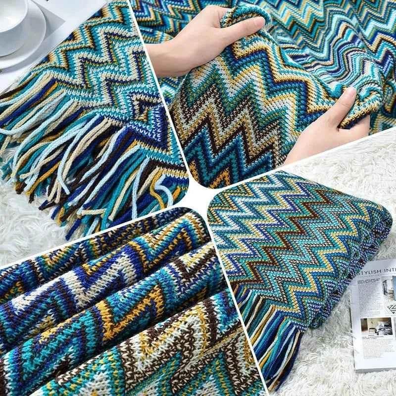 Bohemian Couch Blanket Large Knitted Tassel Throw for Bed Chair Sofa Couch Cover All-Season Blankets Home Decor Soft Comfortable - GiFTiFY
