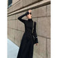 New French Style Temperament Women's High-Grade Black Dress Hepburn Style Gray Turtleneck Dress for Women Autumn Winter DF4964 DSERS