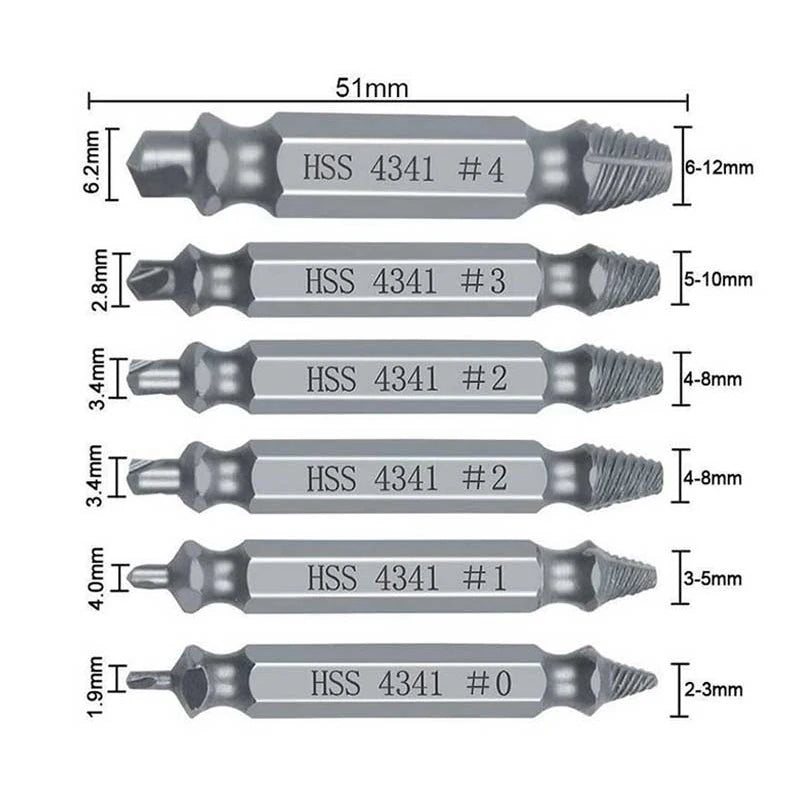 Extractor Double Head Screw Slide Tooth Removal Tool S2 Screwdriver Screwdriver Screwdriver Head Broken Wire Set GiFTiFY