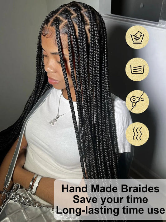 Synthetic Braided Wig Full Lace Front Wigs Knotless Box Cornrows Wigs For Black Women 36 Tribal Jumbo Braids Wigs With Baby Hair GiFTiFY
