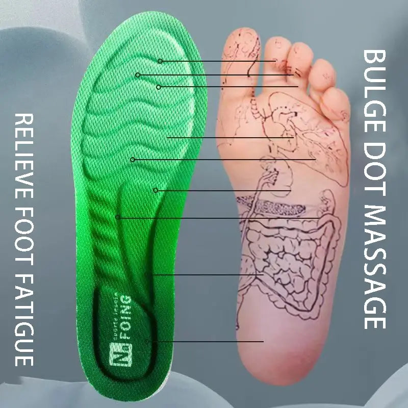 Green Orthopedic Sport Insoles Breathable Shock Absorption