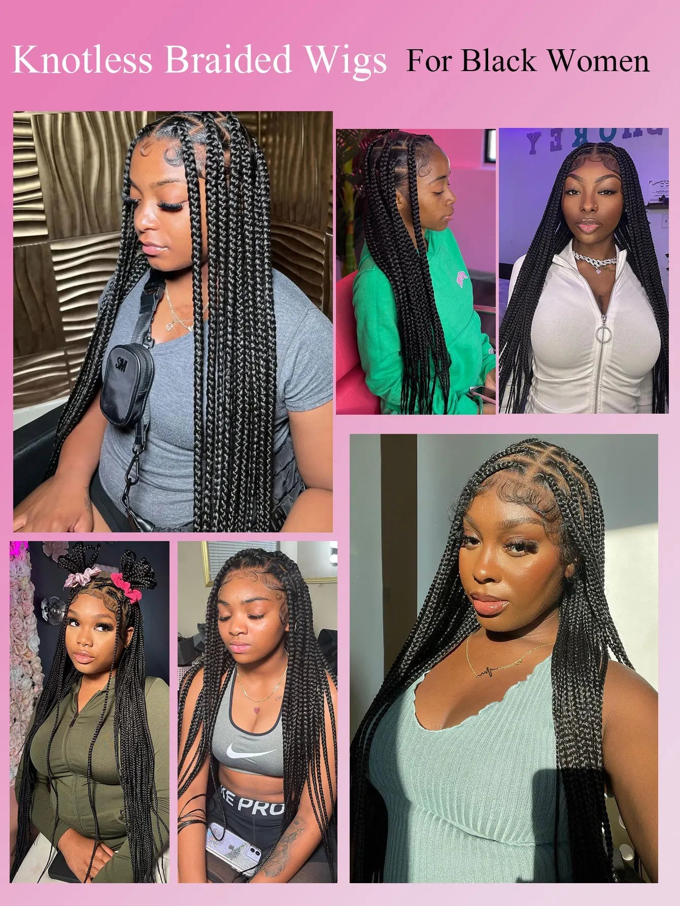 Tribal Synthetic Cornrow Braided Wigs Full Lace Wig 36Inches Knotless Jumbo Knotless Box Braids Wig Square Part For Black Women GiFTiFY