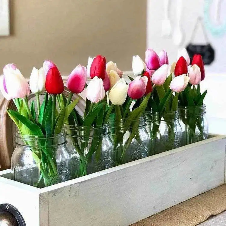 5 Pieces Tulips Artificial Flowers Bunch Home Decor Real Touch Tulip Flowers for Decoration Wedding Bridal Bouquet Fake Flowers