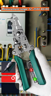 Multifunctional Wire Stripper with Electrical Test Pen Foldable Cable Cutter Crimper Tool, Electrical Folding Pliers for Cutting - GiFTiFY
