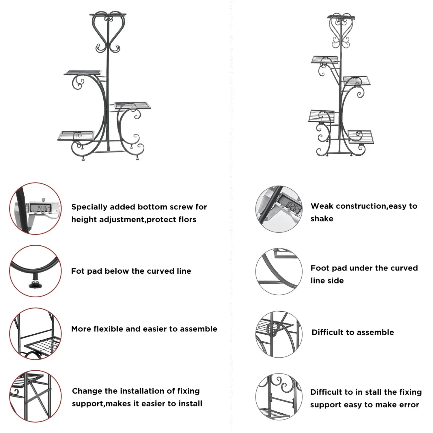 Tiered Metal Plant Stand with Plants