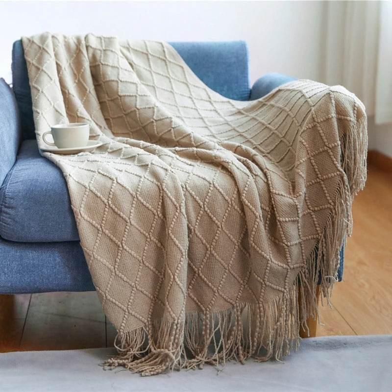 Bohemian Couch Blanket Large Knitted Tassel Throw for Bed Chair Sofa Couch Cover All-Season Blankets Home Decor Soft Comfortable - GiFTiFY