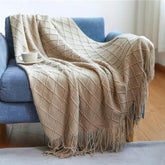 Bohemian Couch Blanket Large Knitted Tassel Throw for Bed Chair Sofa Couch Cover All-Season Blankets Home Decor Soft Comfortable - GiFTiFY