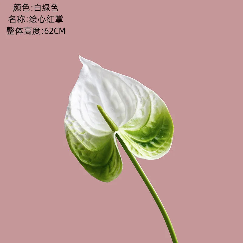 10Pc/lot PU Artificial Flowers Anthurium Bridal Bouquet Wedding Decoration Fake Palm Flowers Home Party Table Floral Arrangement by DSERS